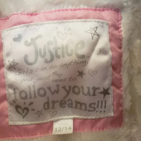 Justice Girls Leopard Print Winter Jacket Faux Fur Hood Interior Size L 12 14 - Picture 3 of 10